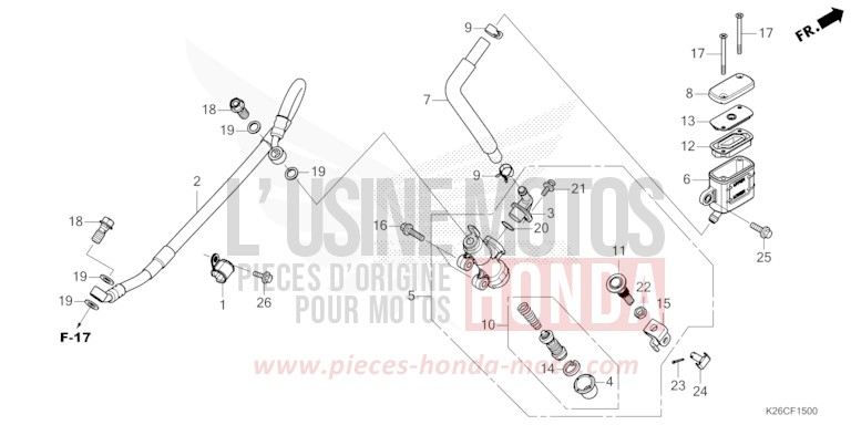 REAR BRAKE MASTER CYLINDER de MSX GROM A PEARL HORIZON WHITE (NHB61) 2024
